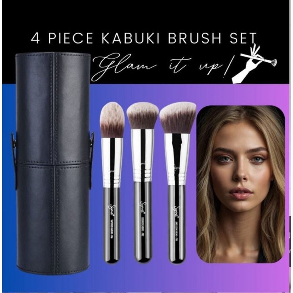 4PC SIGMA BRUSH WITH LEATHER BRUSH CASE